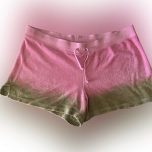JUICY COUTURE TERRY Pink and Green Ombre Shorts